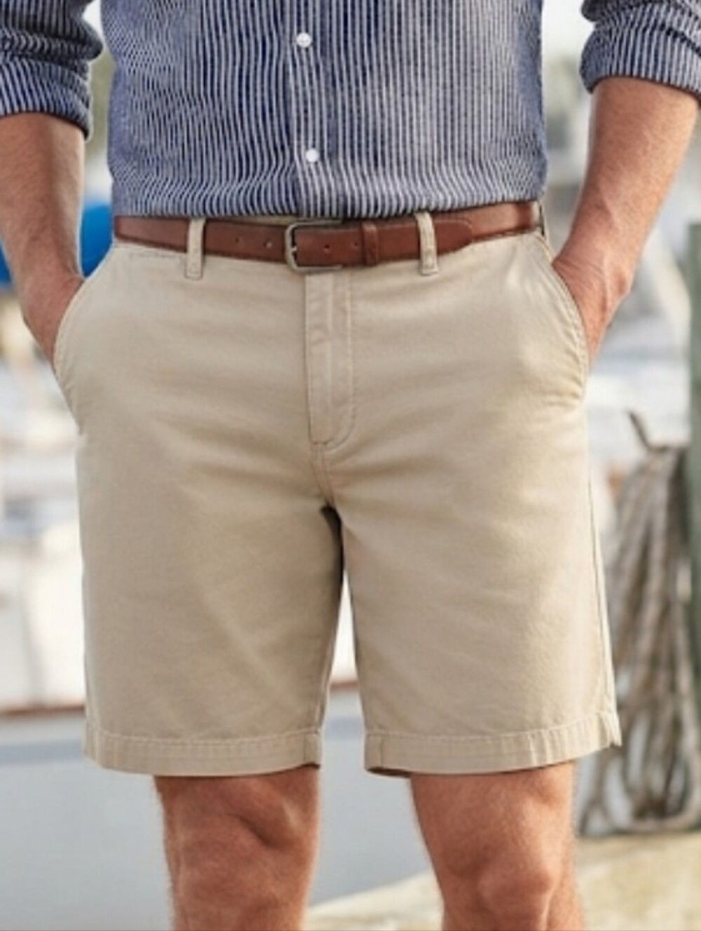 Nautica Men's The Deck Short Classic Fit Stretch Chino Khaki Beige